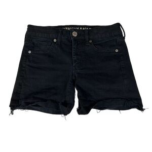 American Eagle Women’s Size 4 Midi Jean Shorts Shorts Black Jean Denim #3000